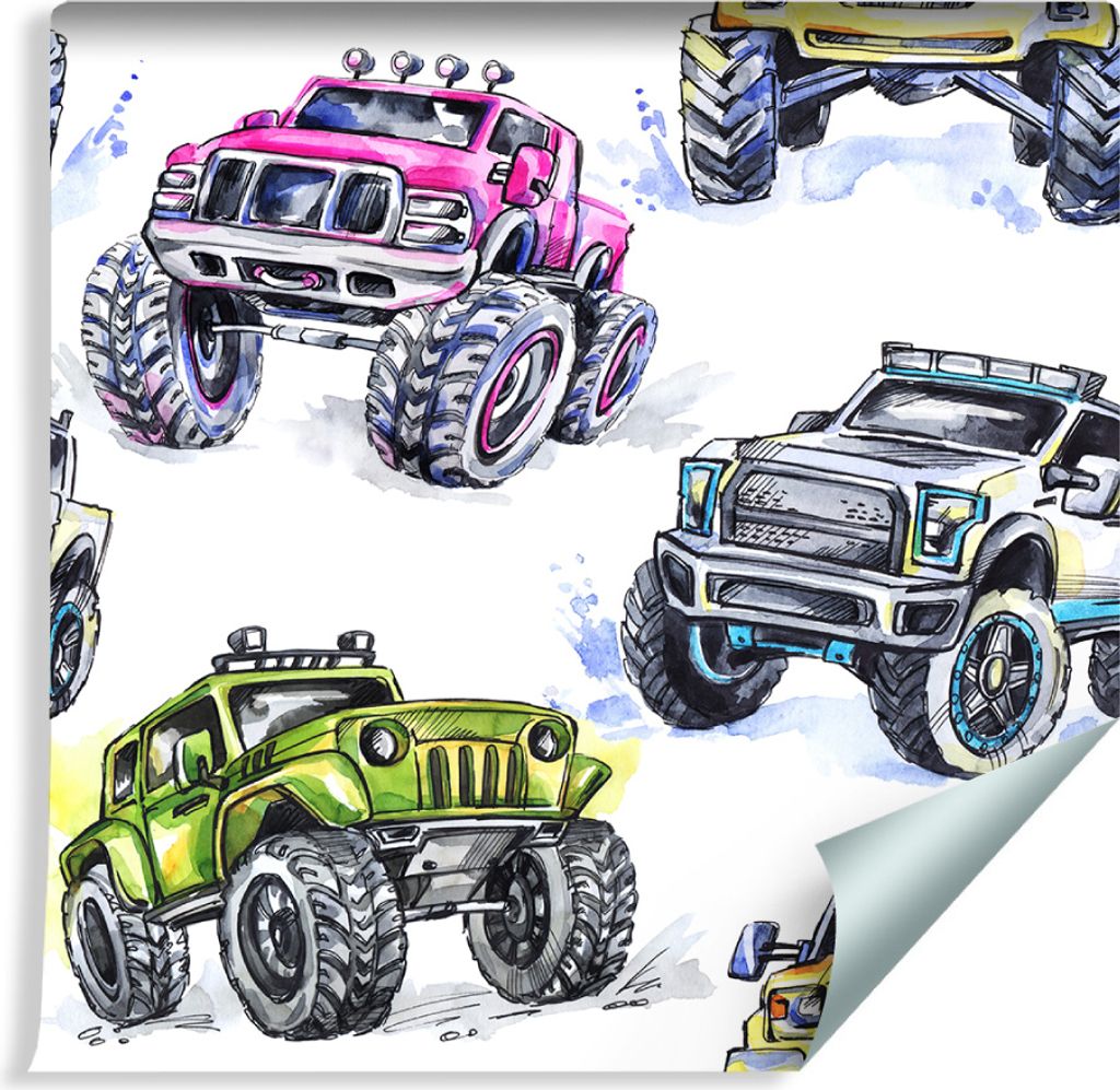 10m VLIES TAPETE Rolle Kinderzimmer Monster Truck Autos Rennen Sport XXL