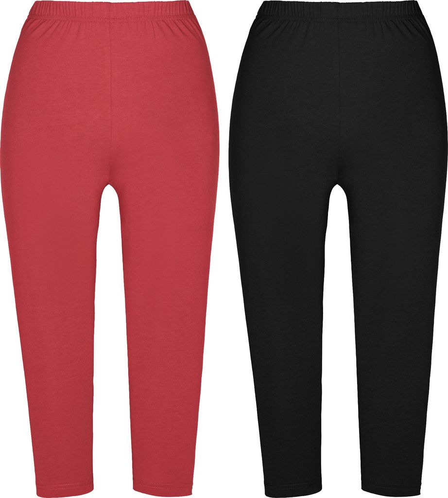 Erwin Müller Damen-Capri-Leggings 2er-Pack rot/schwarz 44 / 46