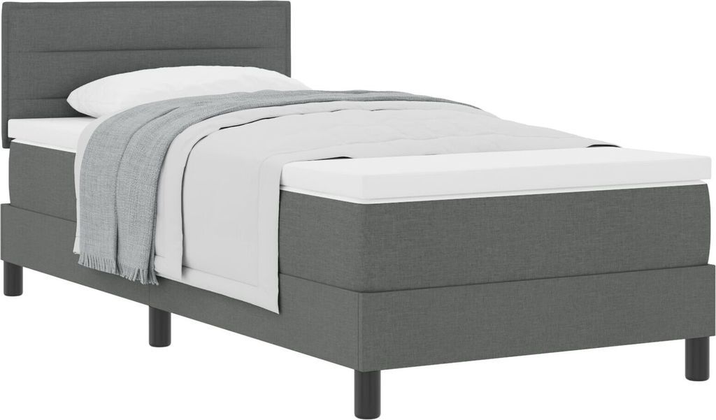 Möbel Boxspringbett mit Matratze Dunkelgrau 100x200 cm Stoff - Klassische Betten 3338588