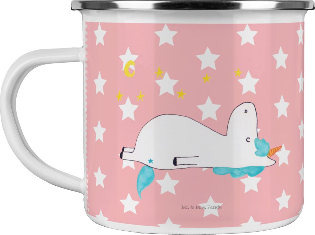 Mr. & Mrs. Panda emaillebecher Einhorn Sternenhimmel - Rot Pastell - Geschenk, Verrückt, becher emaille, Campingbecher, Teetasse, Sterne, Teebeche...
