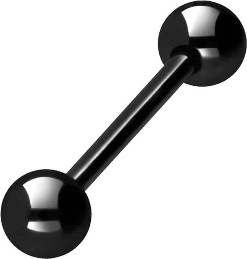 Zungenpiercing, Intim-Piercing Titan Barbell mit Innengewinde Schwarz Stablänge: 12mm | Stabstärke: 1,2mm