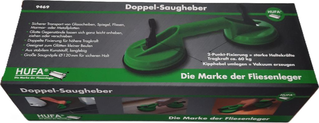 HUFA Saugheber ca. 60kg Doppelsaugheber Glasheber Gummisauger Vakuumsauger Ø12cm