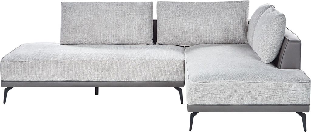 BELIANI Ecksofa Grau u. Grau aus Stoff Kunstleder Linksseitig 3-Sitzer für 3 Personen Modernes Design Couch Sofa für Wohnzimmer