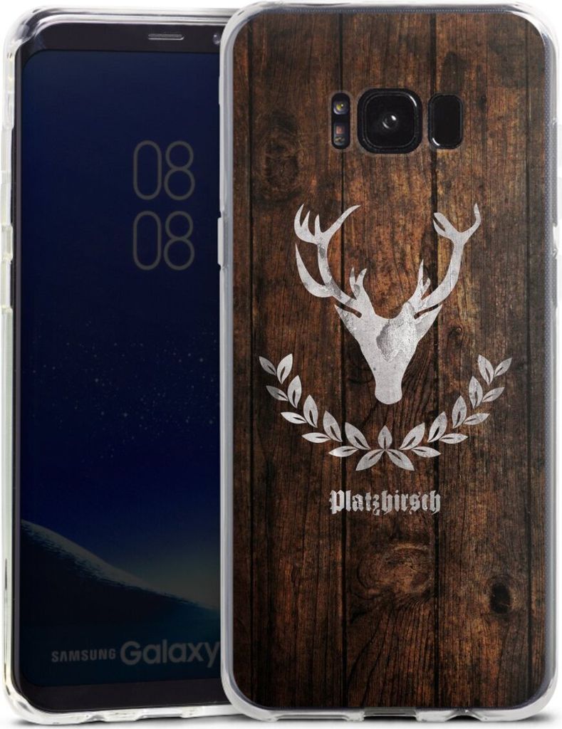 DeinDesign Handyhülle für Samsung Galaxy S8 Plus Silikon Hülle Case Smartphone Schutzhülle Hirsch Holz Holzoptik