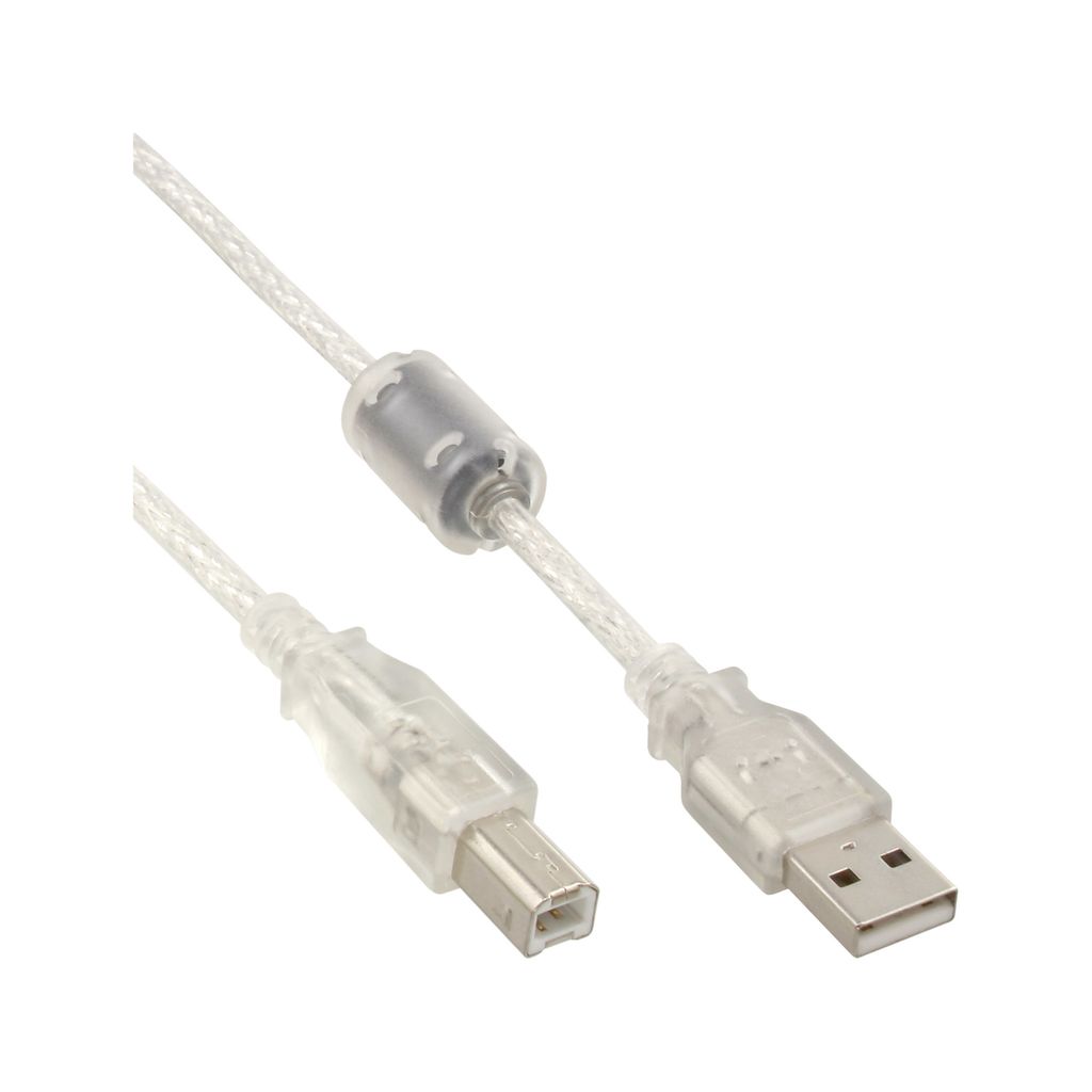 InLine 34510, 1 m, USB A, USB B, Męska/Męska, Przezroczysty Zdjęcie produktu 