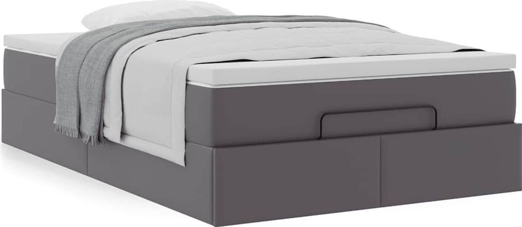 Maison Exclusive - Ottoman-Bett mit Matratze Grau 120x190 cm Kunstleder