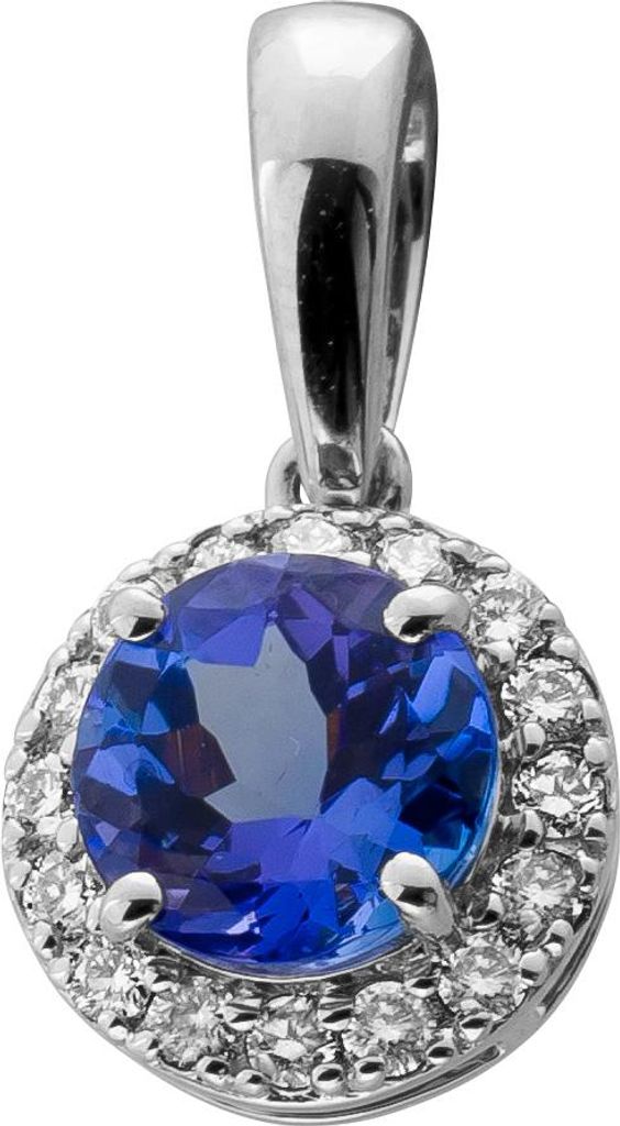 Tansanit Anhänger Platin 950 blauer Edelstein 0.85ct Brillanten 0.15ct