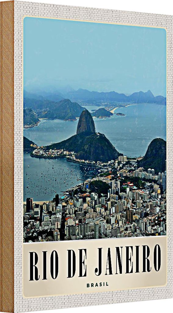 Holzschild Reise 20x30cm Rio de Janeiro Brasilien Amerika Stadt