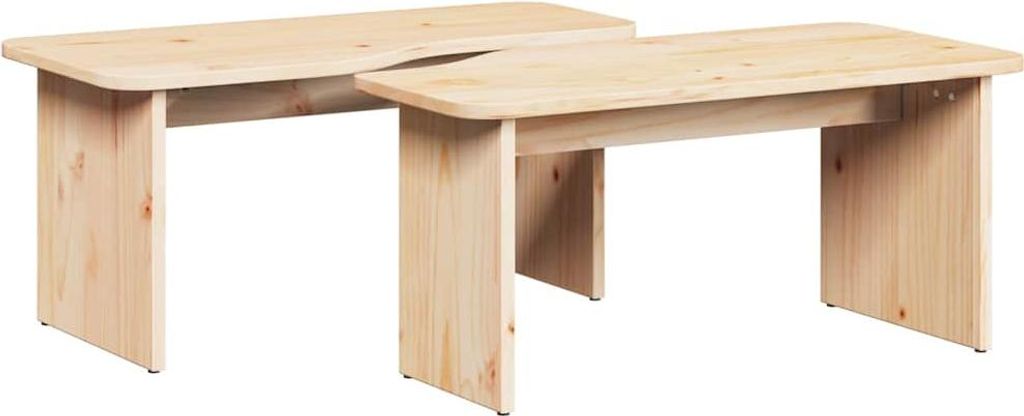 vidaXL Couchtisch 2 pcs Natur Massivholz Kiefer