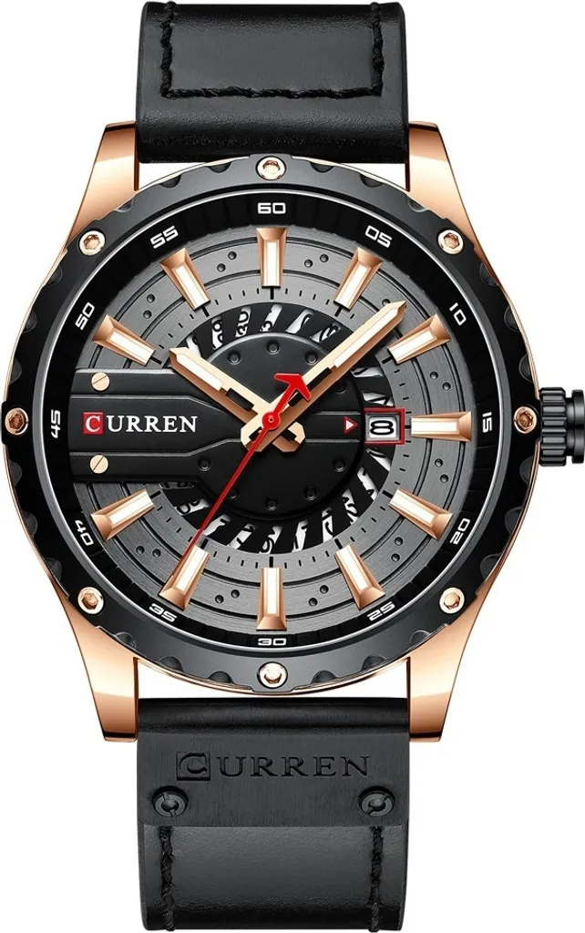 Montre CURREN Hank Noire KP14247 - Étanche 3ATM avec Bracelet en Cuir