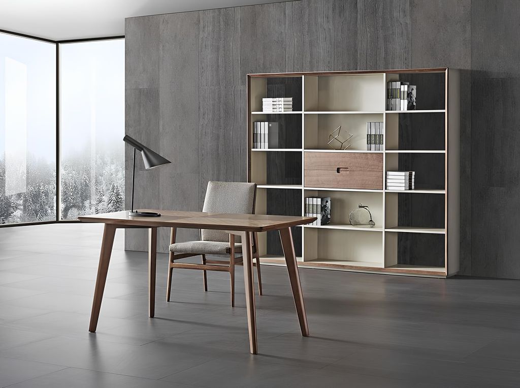 Büro Set Tisch Stuhl Regal Holz Garnitur Schreib Tische Designer Office Italien