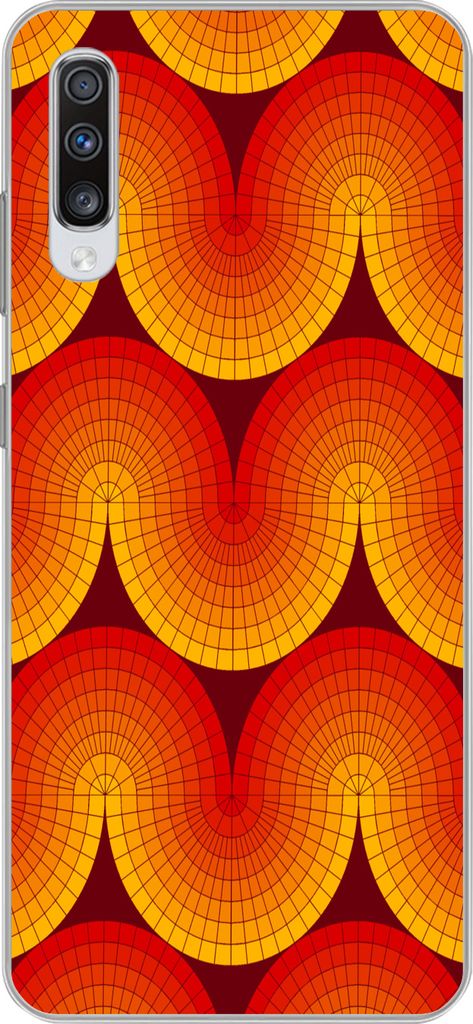 MuchoWow Handyhülle Schutzhülle Hülle für Telefoonhoesje Samsung Galaxy A70 Design - Retro - Rot - Abstrakt Silikon Softcase Handy Hülle - S...