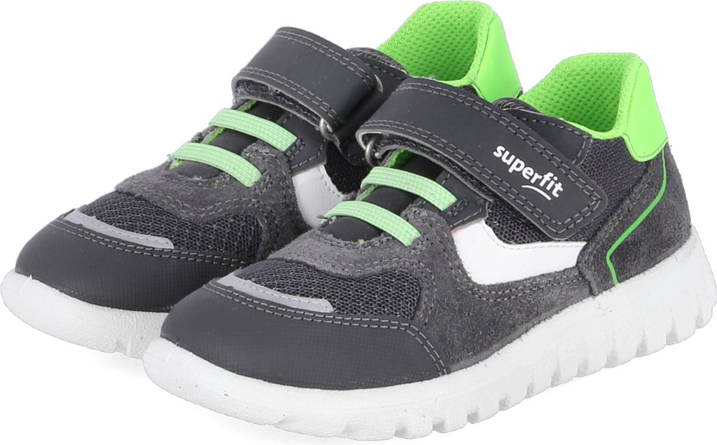 Superfit Sport 7 Mini Kinderschuhe Jungen Halbschuhe Klett Lauflern Grau Freizeit, Schuhgröße:27 EU