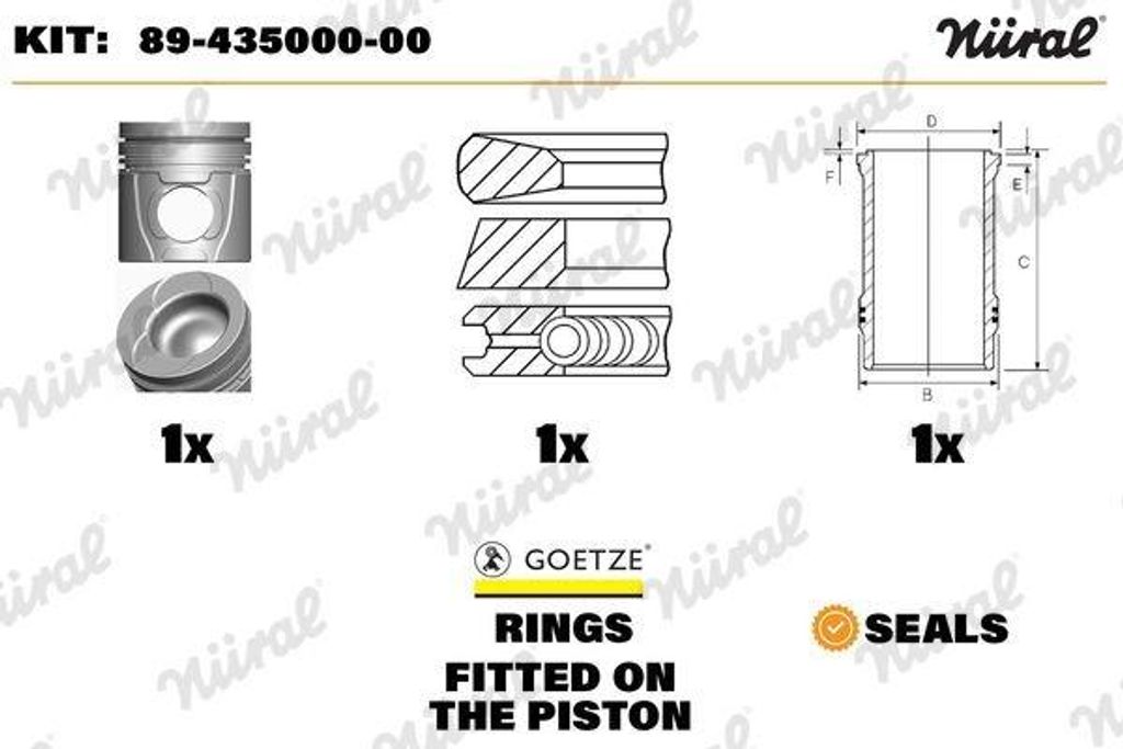 NÜRAL Reparatursatz Kolben / Zylinderlaufbuchse 89-435000-00 für RENAULT TRUCKS MIDLUM