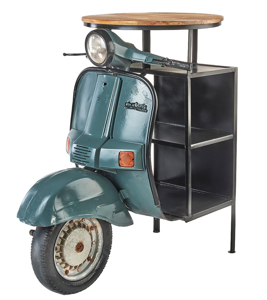 Kobolo ausgefallenes Weinregal Scooter Bar Moto Tavolo Vintage 110x70x108 cm | Hausbar Retro Möbel praktische Ablagefläche Anrichte Barregal Barw...