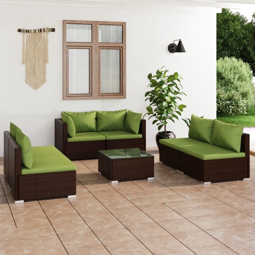 Maison Exclusive - 7-tlg. Garten-Lounge-Set mit Kissen Poly Rattan Braun