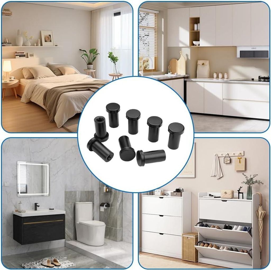 8 Stück matte schwarze Kleiderhaken mit Befestigungsschrauben - rund, für Badezimmer, Arbeitszimmer und Wohnzimmer