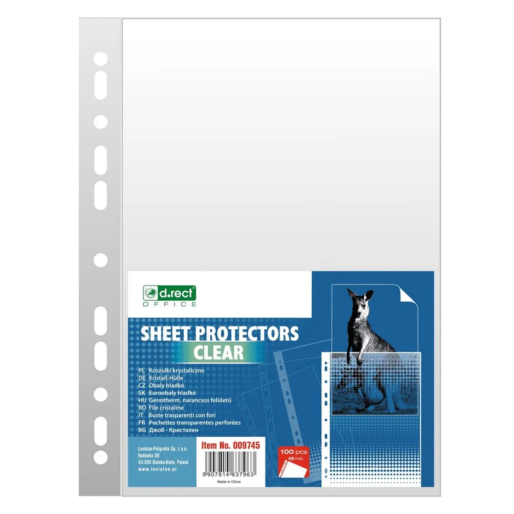 D.RECT Buste Trasparenti A4 45 Micron 100 Pezzi - Archivio Professionale