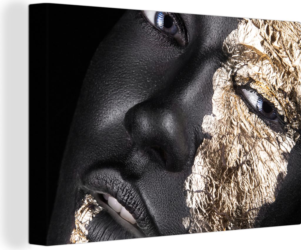 OneMillionCanvasses - Leinwandbilder - 140x90 cm, Frau - Gold - Schwarz - Farbe - Luxus, Wandbilder Kunstdruck Wanddekoration - Foto auf Leinwand...