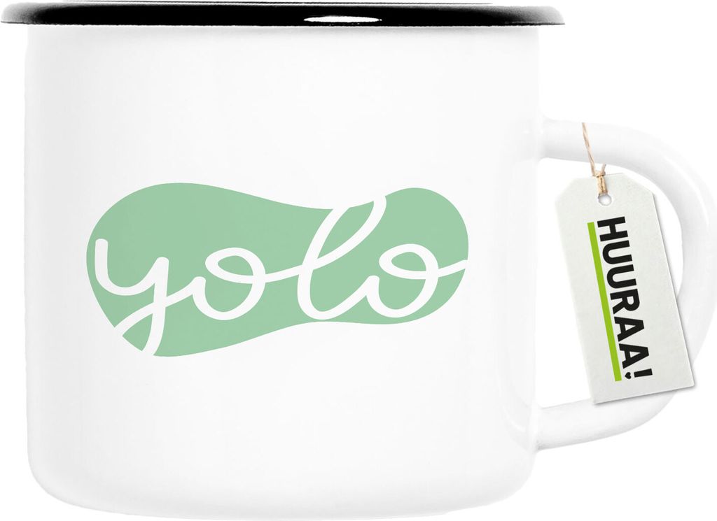 Huuraa Emaille Tasse YOLO you only live once 300ml Vintage Campingbecher Geschenkidee