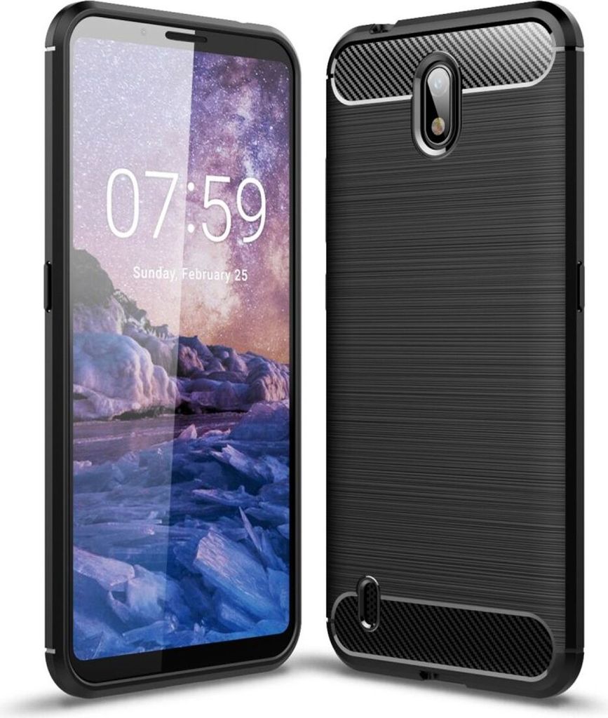 Schutzhülle Handyhülle für Nokia C1 Case Cover Carbon Optik Schwarz