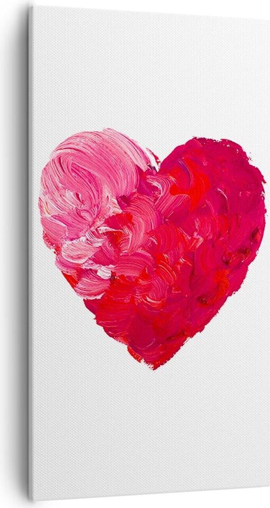 Bild auf Leinwand - Leinwandbild - Einteilig - Rot Herz Aquarell - 55x100cm - Wand Bild - Wanddeko - Wandbilder - Leinwanddruck - Bilder - Wanddeko...