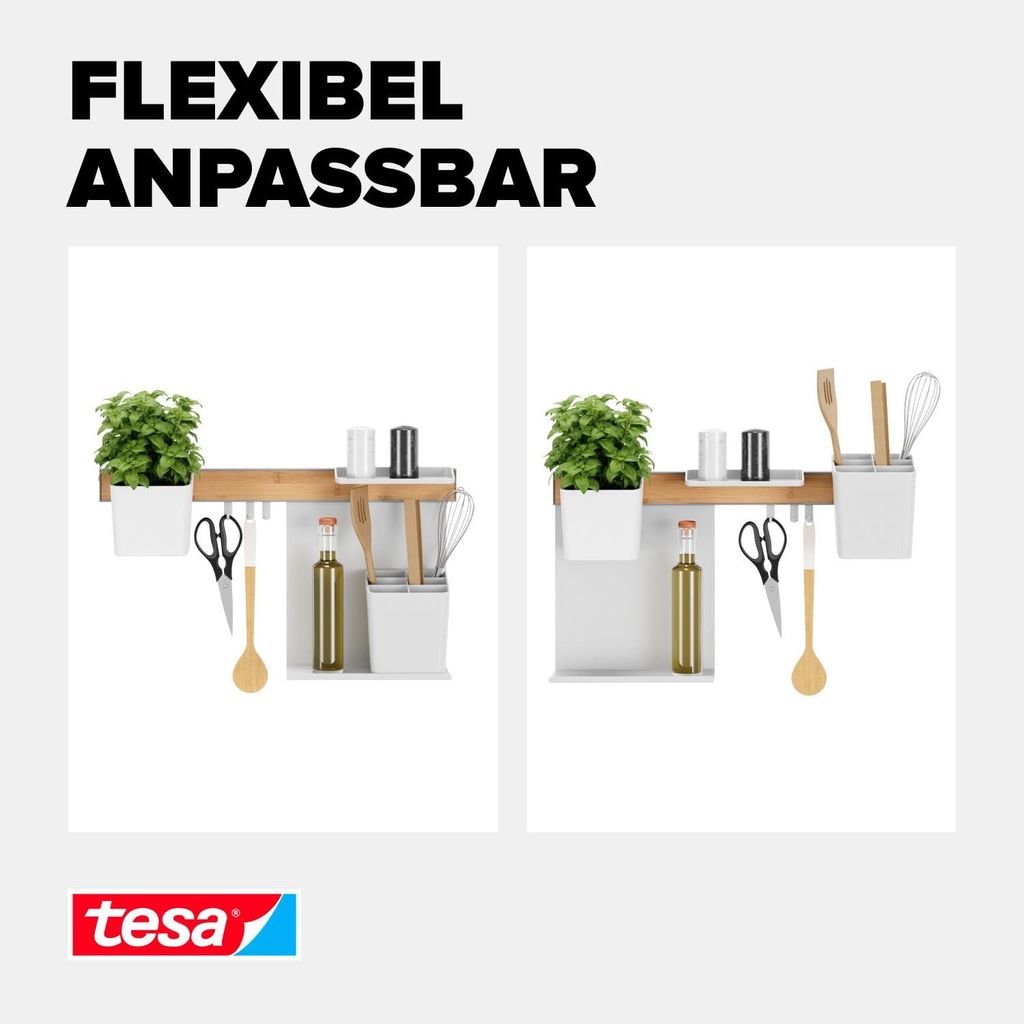 TESA 700410000000, Halter, Weiß, Holz, Metall, Kunststoff