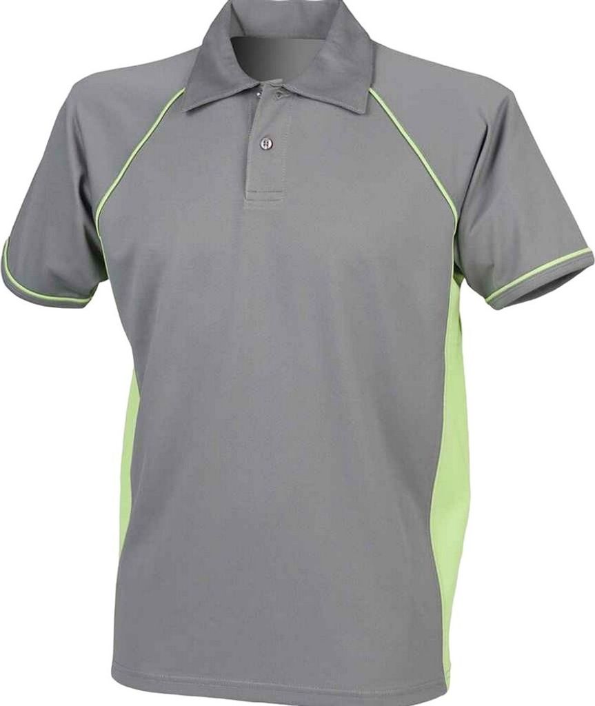 Finden and Hales Herren Performance Paspel Polo Shirt PC3762 (S) (Grau/Limone)