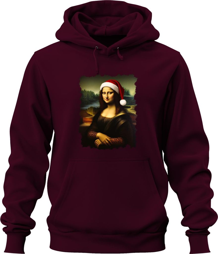 Weihnachtsmütze Renaissance Porträt Parodie Klassisch Geschenk Uni Hoodie Kapuzenpullover, Burgundy, S
