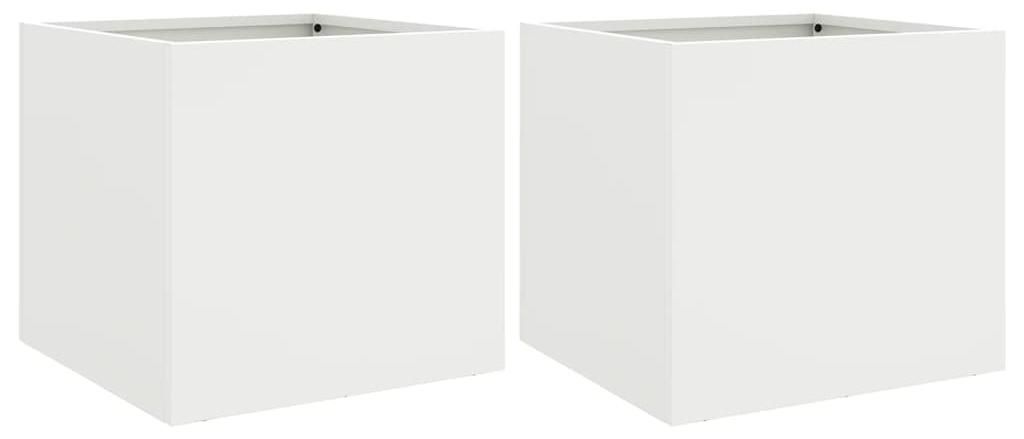 vidaXL Pflanzkübel 2 Stk. Weiß 32x30x29 cm Stahl Produktbild 