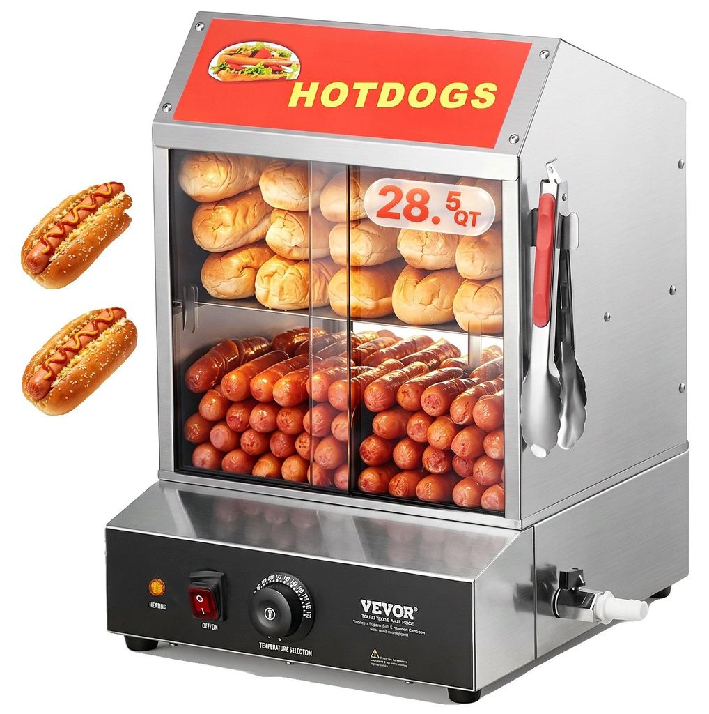 VEVOR, vaporera para salchichas tipo hot dog, 27L, vaporera Imagen del producto 