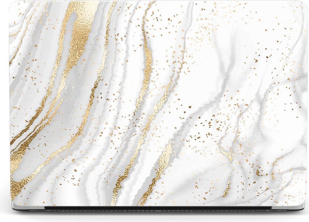 Schutzhülle für Apple MacBook Air 13" (2020-2018) 2-Teilig Hartcase Schutz Etui Tasche Hülle Modell A2337 (M1) / A2179 / A1932 - Gold/Weiß Marm...