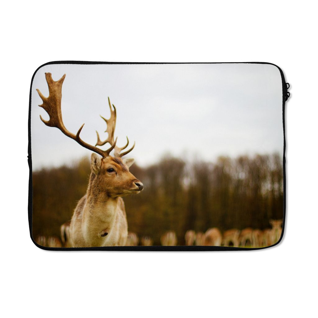 MuchoWow Laptop Hülle 13 Zoll Damhirsch - Wald - Herde - Tiere - Natur Laptoptasche - Laptophülle - Sleeve - Rundumschutz