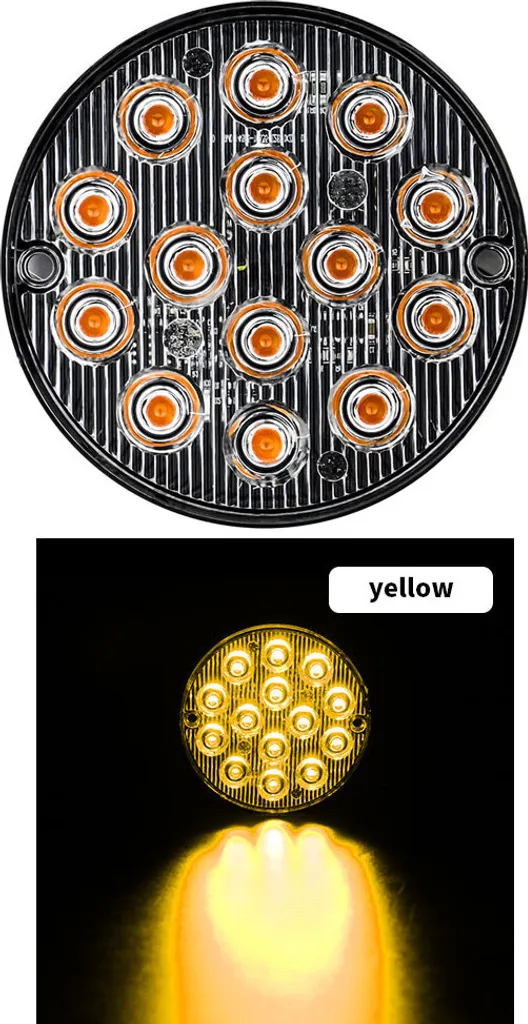 12-24v camion / luci di coda Ultra sottile rotondo 14LED lato avvertimento strobo luce gialla