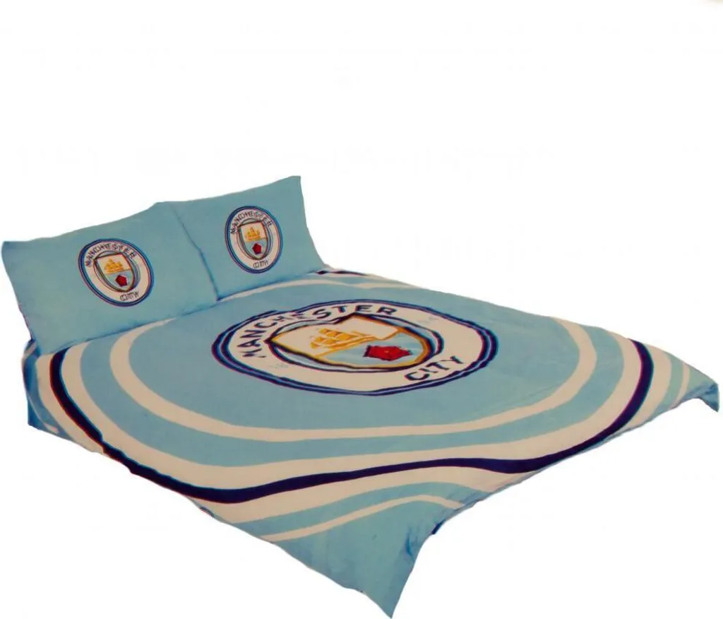 Parure de Lit Double Manchester City FC Pulse avec Taies d'Oreiller Bleu