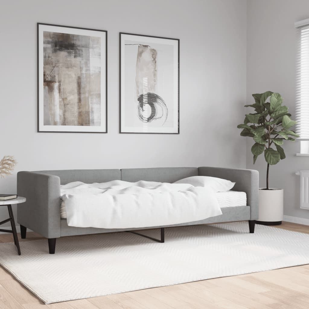 Maison Exclusive - Tagesbett mit Matratze Hellgrau 90x190 cm Stoff