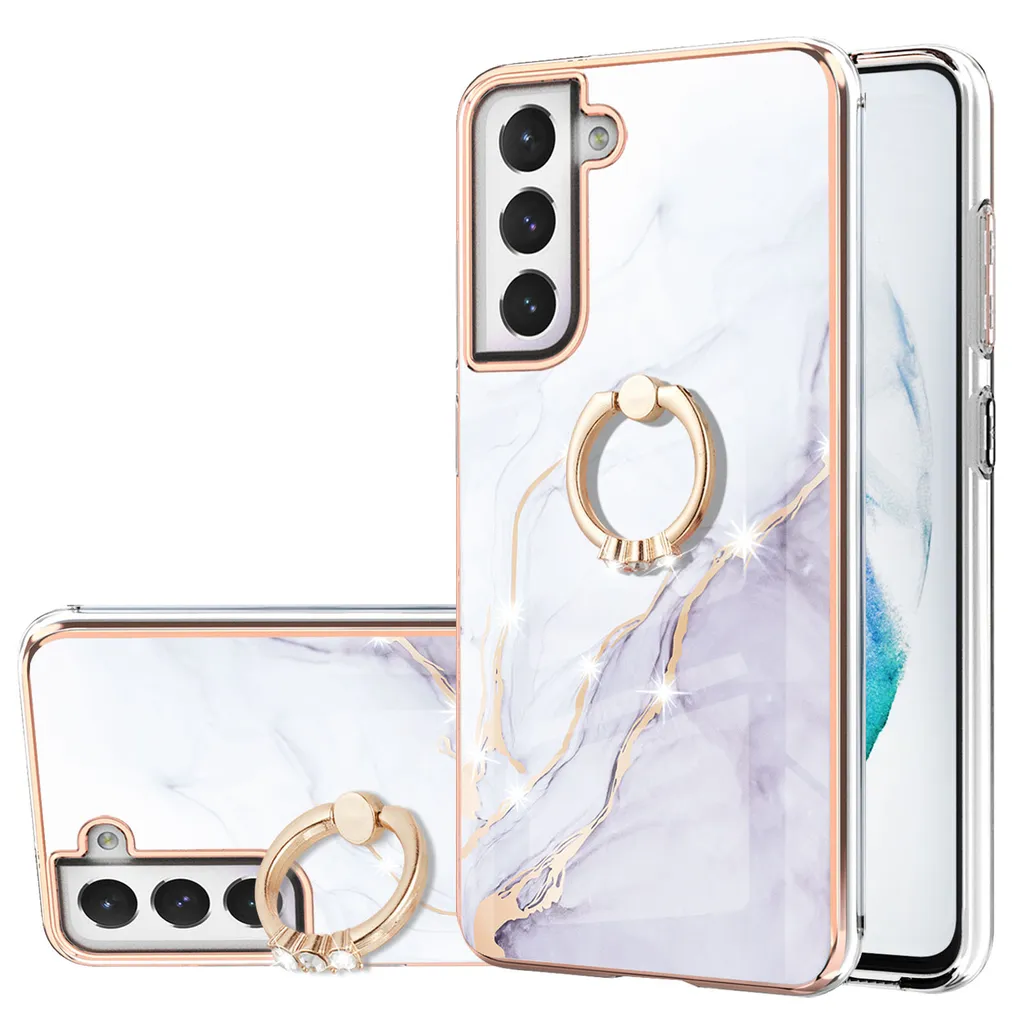 Custodia Samsung S21 FE 5G Silicone TPU Marmo: Shockproof con Anello