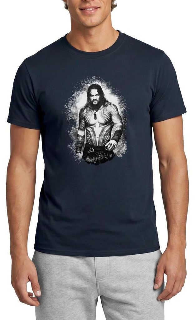 Spreadshirt Aquaman Film Aquaman Kampfbereit Männer T-Shirt, 4XL, Navy