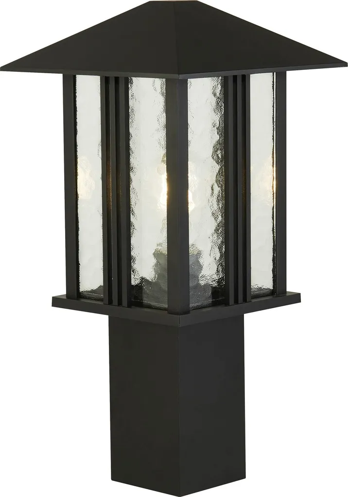 Borne d'éclairage extérieur VENICE 45cm noir et diffuseur Water Glass