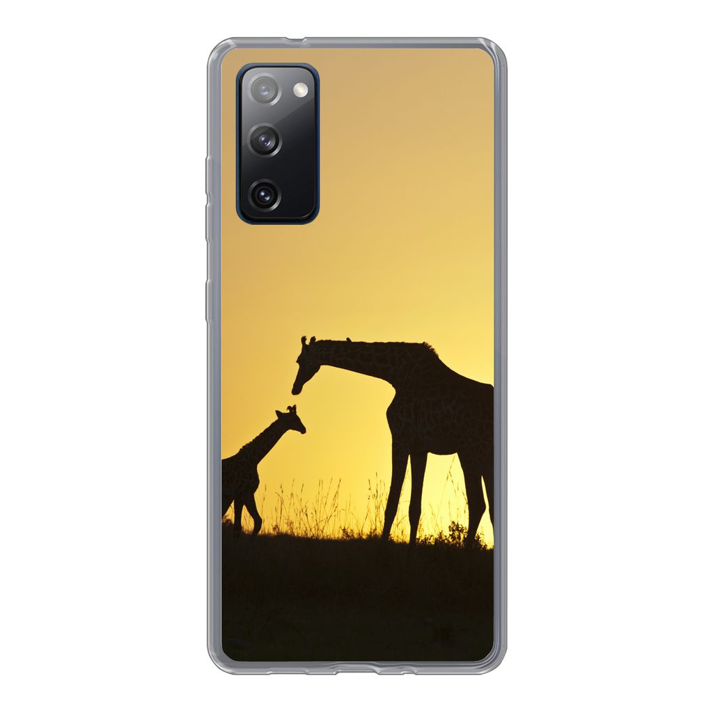 MuchoWow Handyhülle Schutzhülle Hülle für Samsung Galaxy S20 FE Giraffe - Scherenschnitt - Kalb Silikon Softcase Handy Hülle - Abdeckung