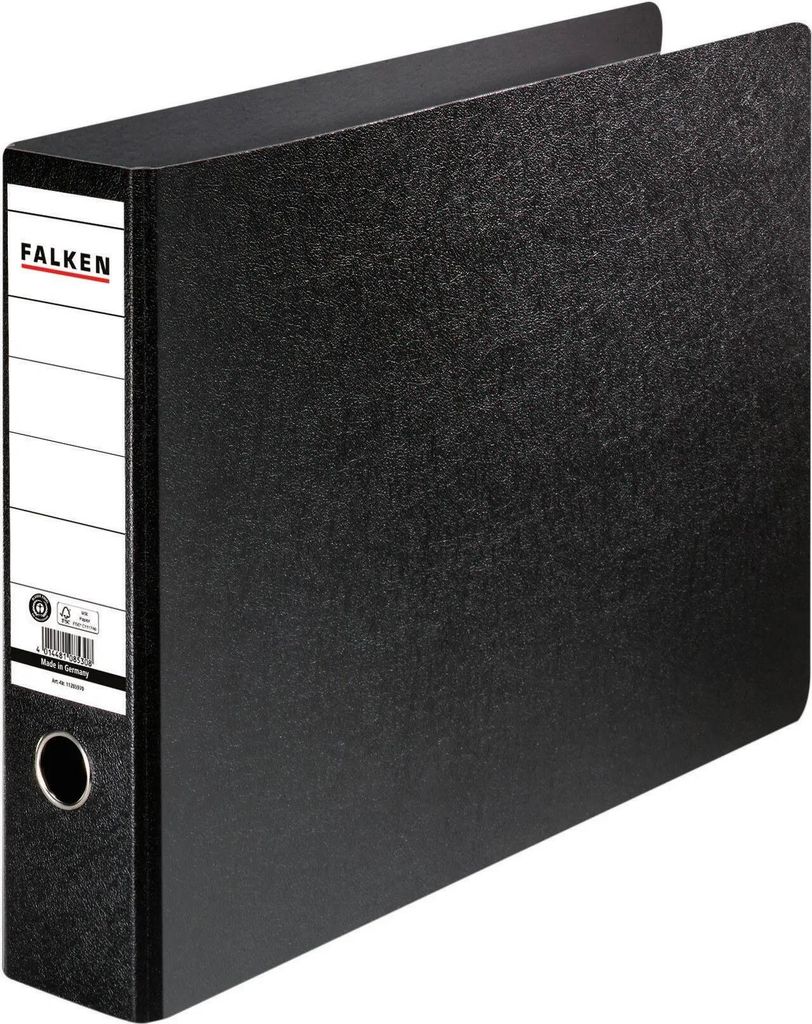 Falken 16x Ordner A3 quer Hartpappe, Rücken 80mm - Schwarz - 11285970F