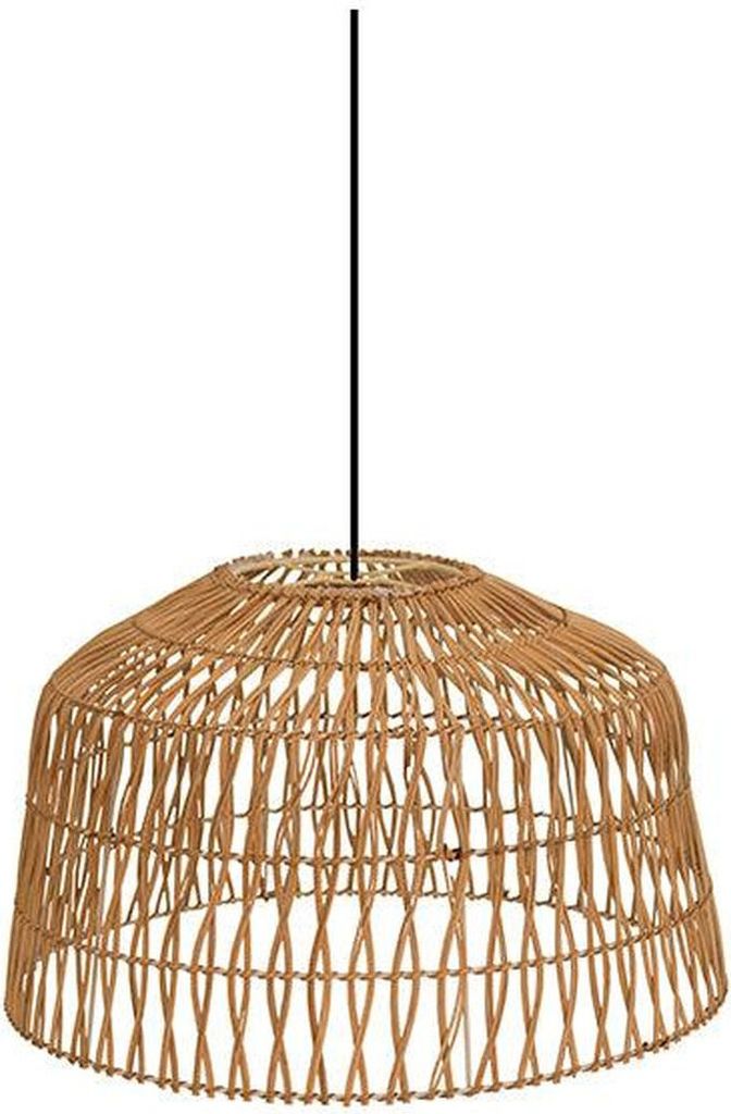 Hängeleuchte Rattan Ø 49 cm Schwarz Natur E27 Boho Style Modern Hängelampe Pendelleuchte innen