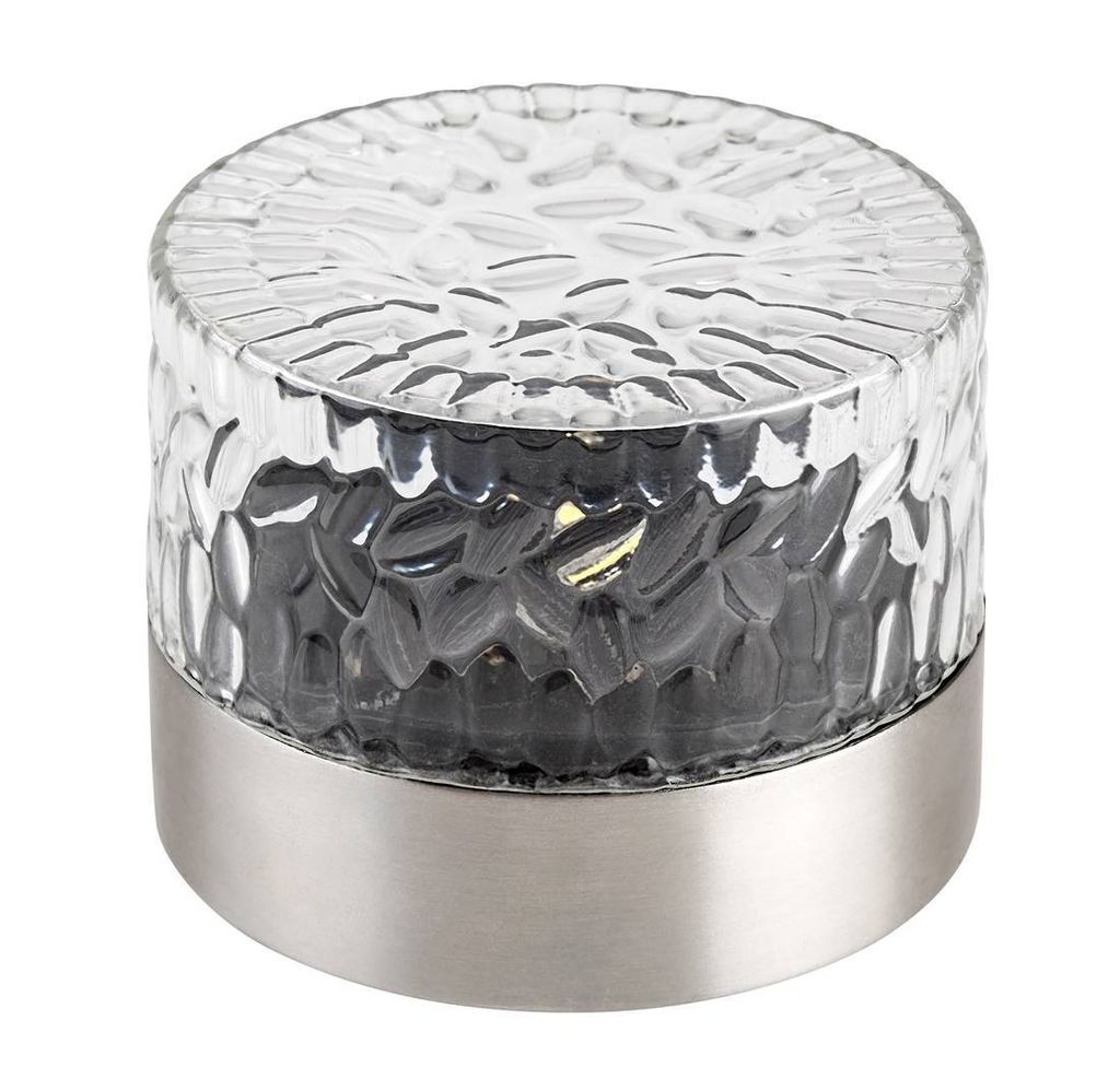 Rabalux 7010 Solarleuchte Lentula, 0,5W, 3000K, 10lm, Rostfreier Stahl, grau-silber, rund, warmweiß, ø80mm