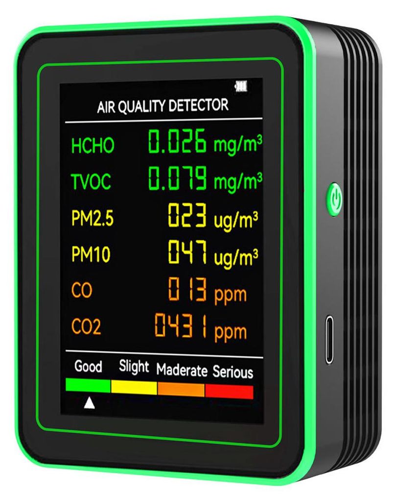 6-in-1 Luftqualität-Monitor, CO2 & Schadstoffdetektor, Produktbild 