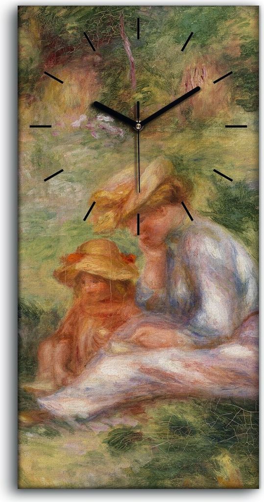Küche Wohnzimmer Wand Leinwand Uhr 30x60 Malerei Frauen Kinder Wiese Kunst - schwarze Hände