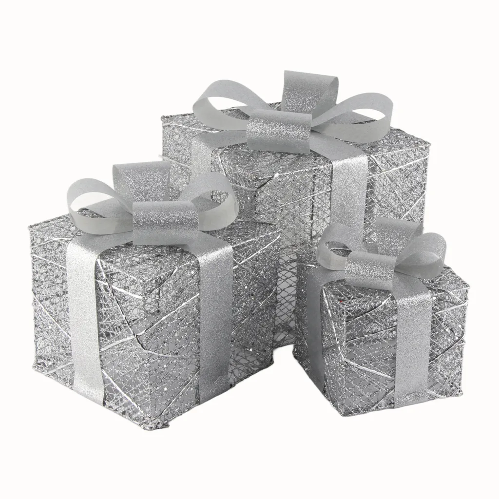 Décoration de Noël extérieure : boîtes cadeaux lumineuses pour le jardin