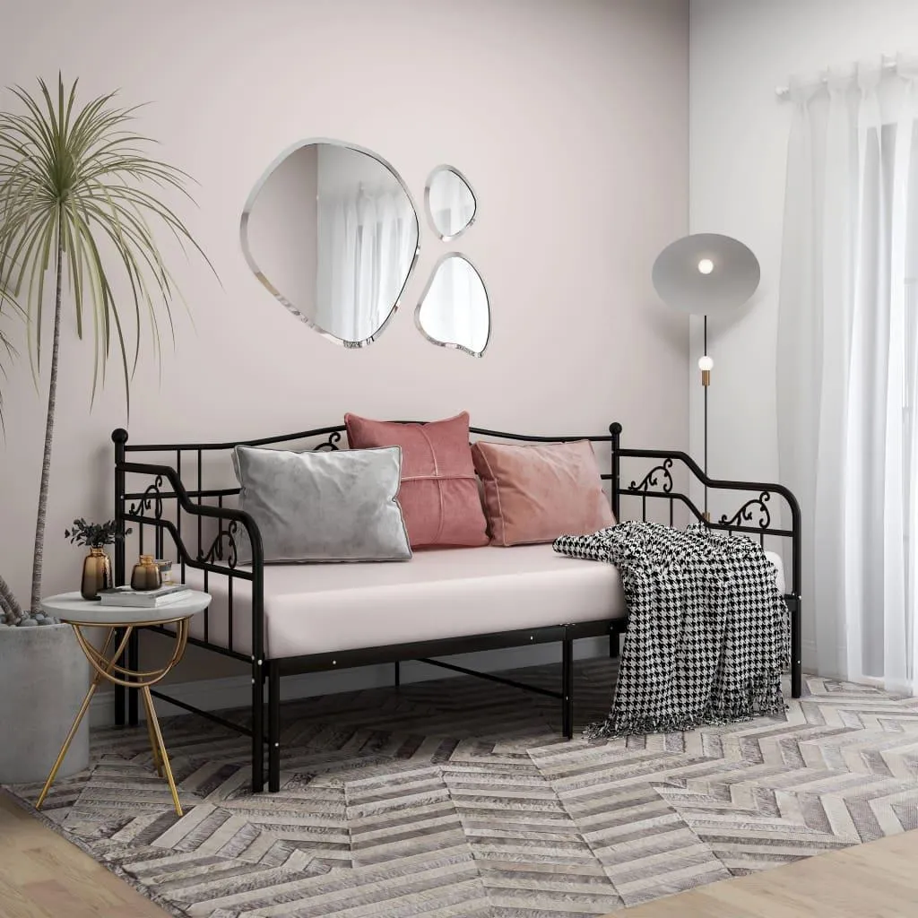 Lit métallique Hauroth noir 90x200 cm en métal robuste revêtu par poudre