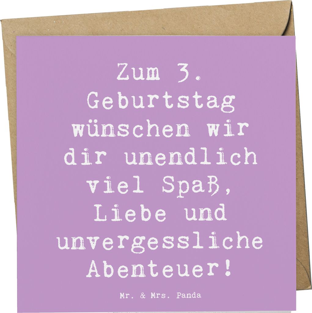 Mr. & Mrs. Panda Grußkarte Spruch 3. Geburtstag - Lavendeltraum - Geschenk, Klappkarte, Party, Glückwunschkarte, Happy Birthday, Feier Ideen, anl...