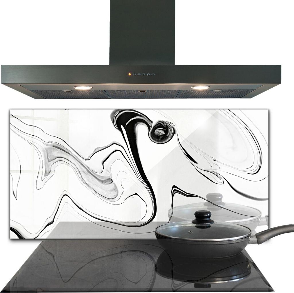 Spritzschutz aus Glas Küchenrückwand - Wandschutz für Herd und Spüle - 140x70 cm - Aquarell Monochrom