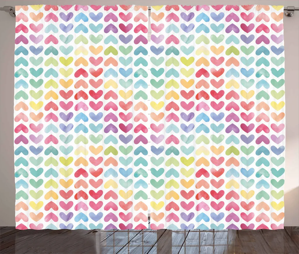 ABAKUHAUS Scacchi Tenda a Pannello Set di 2, Campagna Picnic, Trattamento della Finestra per Stanza e Camera da Letto, 150 cm x 225 cm, Rosa Pallido Rosa Bianco